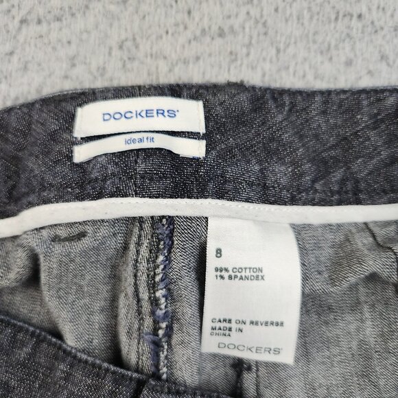 DOCKERS Pants Women's 8 Flare Cotton Twill Ideal Fit Casual Gray Metro Mid Rise - Picture 8 of 8